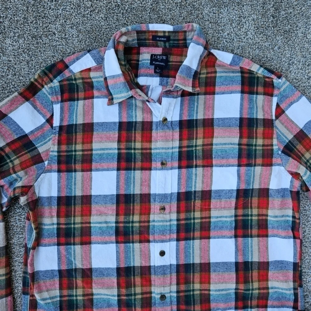 J.Crew Mercantile Classic Fit Long-Sleeve Flannel Red Plaid Shirt LOT Mens Large